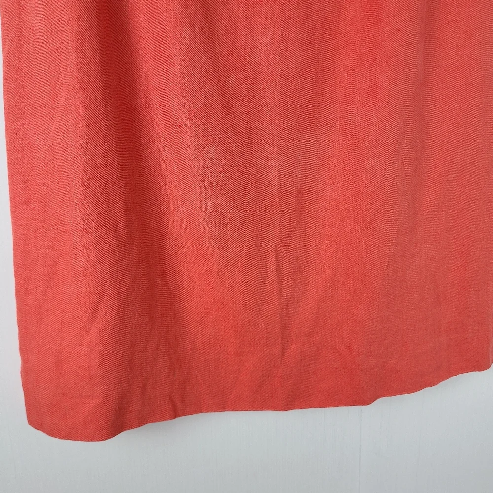 Sonia Rykiel Paris Coral Orange Linen Straight Pencil Vintage Skirt